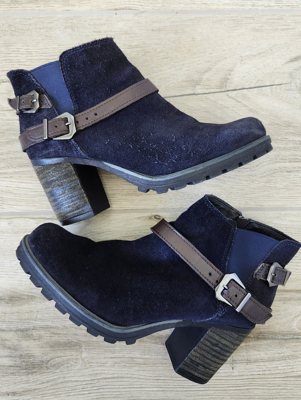 Marco Tozzi Blue Suede Leather Ankle Boots Size (39) 8
